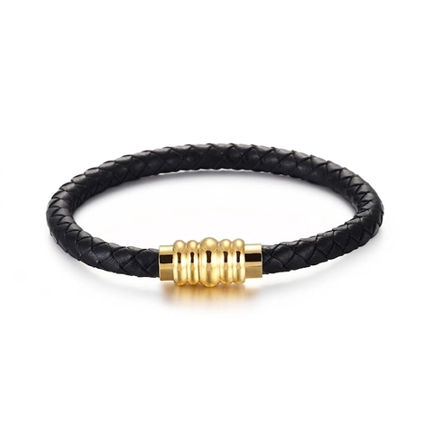 Bracciale In Pelle Intrecciata Con Chiusura Magnetica In Acciaio Inossidabile 316L Gioielli In Stile Punk Alla Moda Per Uomini E Donne