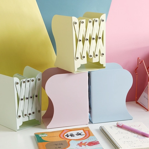 Reggilibri In Metallo Retrattili Regolabili Organizzatore Da Scrivania Supporto Per Libri Colori Macaron Minimalista Ufficio Scuola