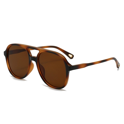 Retro Aviator Sunglasses Double Bridge PC Frame AC Lens UV400 Protection Fashion Oval Sun Glasses For Women Men