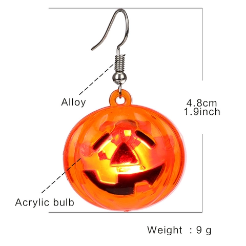 Halloween LED Light Up Earrings Glowing Pumpkin Jack O Lantern Skull Ghost Acrylic Novelty Party Jewelry For Women