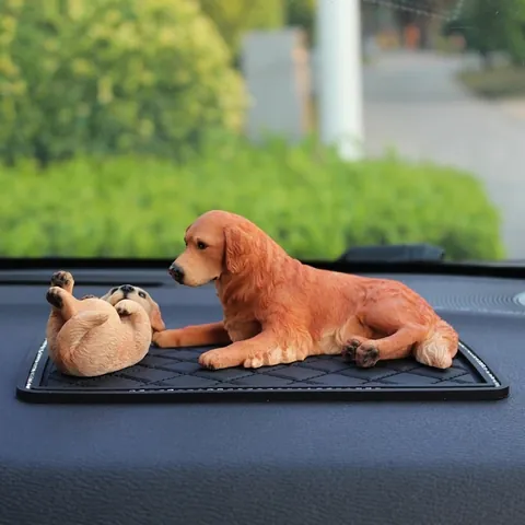 Realistic Golden Retriever Dog Figurine Simulated Resin Animal Statue Car Dashboard Decoration Desktop Ornament Gift