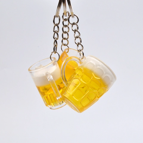 Simulation Mini Beer Mug Keychain Realistic Resin Beverage Pendant Miniature Drink Mug Accessory For Bag Backpack