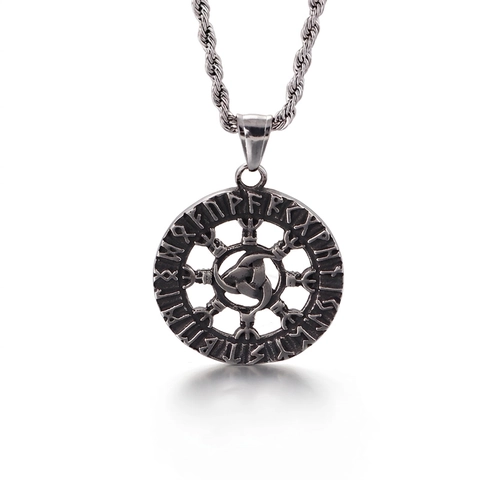 Collar Con Colgante De Runa Nórdica Y Signo De Paz De Acero Inoxidable Joyería Punk Retro Para Hombres