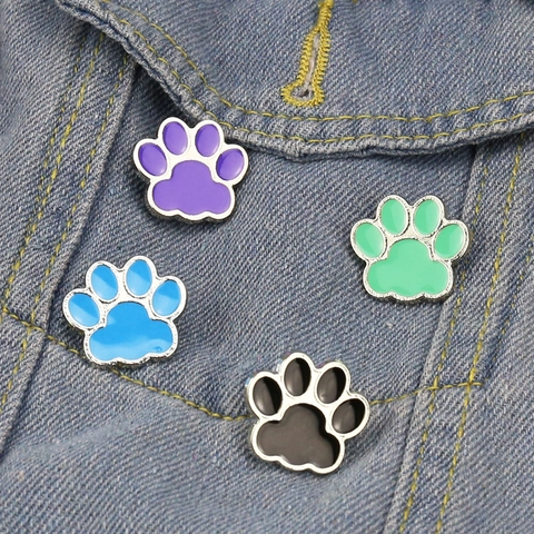 Broche Pin De Esmalte Pata De Gato Aleación Zinc Insignia De Huella Joyería Gota De Aceite Colorida Accesorio Moda