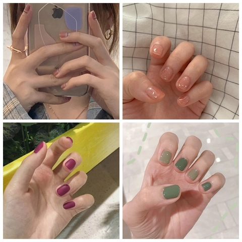 Gradient Nude Pink Full Cover Nail Stickers Glitter Waterproof Peelable Matte Manicure Decor For Women