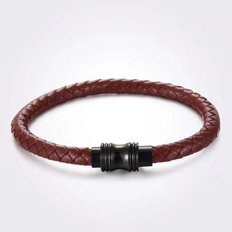 Geflochtenes Herrenarmband Aus Rindsleder Mit Magnetverschluss Aus 316L Edelstahl Punk Schmuck Geschenk