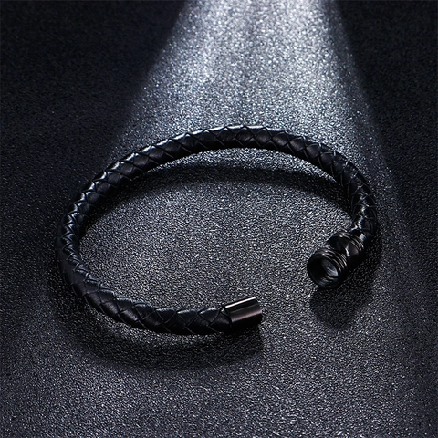 Geflochtenes Herrenarmband Aus Rindsleder Mit Magnetverschluss Aus 316L Edelstahl Punk Schmuck Geschenk