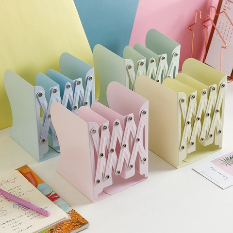 Reggilibri In Metallo Retrattili Regolabili Organizzatore Da Scrivania Supporto Per Libri Colori Macaron Minimalista Ufficio Scuola