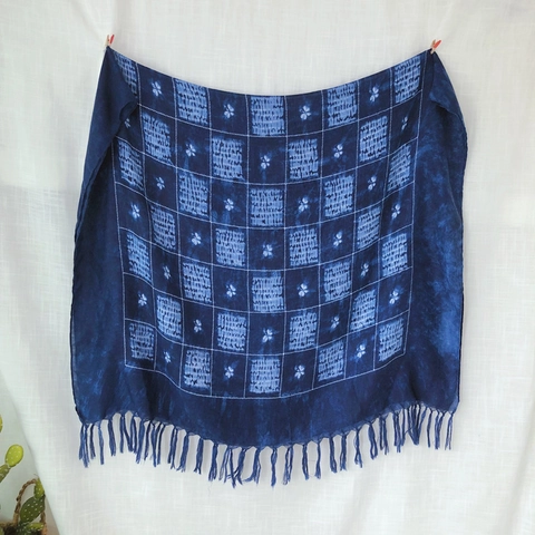 Tie-Dye Plaid Scarf Shawl Polyester Lightweight Long Tassel Ethnic Vintage Bohemian Wrap For Women