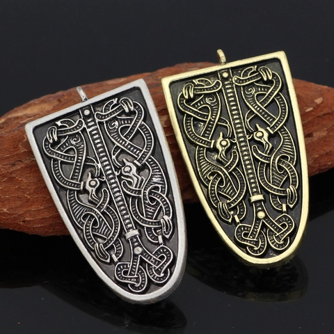 Viking Rune Brooch Pendant Alloy Vintage Nordic Dragon Serpent Celtic Knot Jewelry For Men