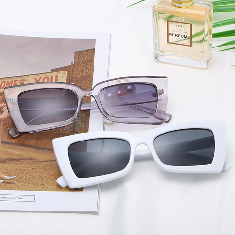 Vintage Rechteckige Cat Eye Sonnenbrille UV400 Schutz PC Dicker Rahmen Trendy Retro Outdoor Sport Brillen Für Damen Herren