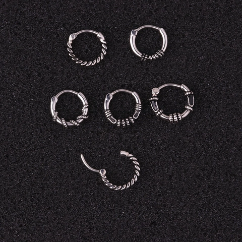 Aro De Septum Retro Pendiente De Cartílago Acero Inoxidable Y Cobre Plata Antigua Twist Clicker Joyería De Piercing