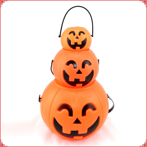 Halloween Kürbis Eimer Kunststoff Jack-o'-lantern Süßigkeiten Eimer Mit Griff Für Trick Or Treat Party Deko Requisiten
