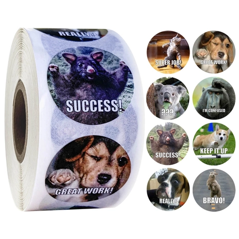 Autocollants Récompense Animaux Ronds Autocollants Mots Motivants Étiquettes Pour Enseignants Élèves Fournitures Scolaires