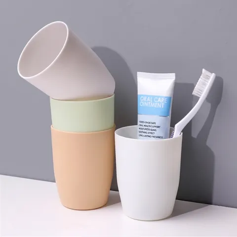 Vaso Para Enjuague Bucal De Plástico Minimalista Color Sólido Mate Taza Para Cepillo De Dientes Apilable Para Baño