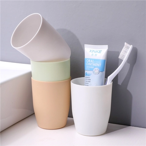 Minimalist Plastic Mouthwash Cup Solid Color Matte Toothbrush Tumbler For Bathroom Travel Stackable Durable Rinse Cup