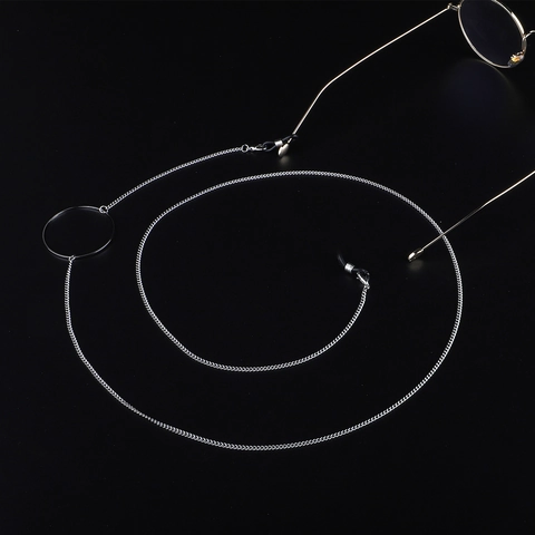 Catenina Per Occhiali In Acciaio Inossidabile Minimalista Cordino Antiscivolo Con Anello Geometrico Per Donna Uomo Gioielli