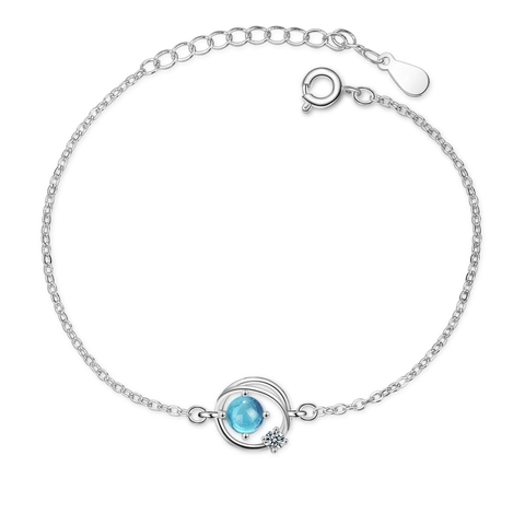 Planet Star Universe Bracelet Copper With Blue Synthetic Stone And Zircon Charms Adjustable Fashion Jewelry For Women