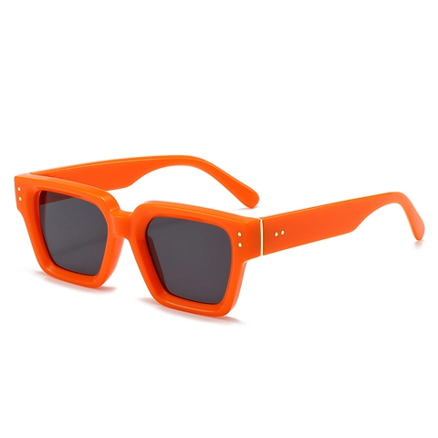 Retro Square Thick Frame Sunglasses UV400 Protection Fashion Trendy Rivet Decor PC Frame AC Lens For Women Men