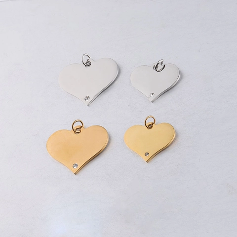 Colgantes De Corazón Acero Inoxidable 304 Pulido Espejo Charms Con Diamante De Imitación Para Fabricación De Joyas DIY