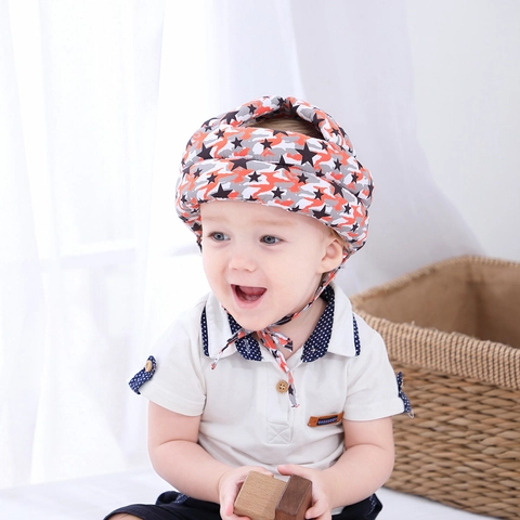 Baby Safety Helmet Cotton Padded Anti-Collision Head Protection For Walking Crawling Adjustable Breathable Cap