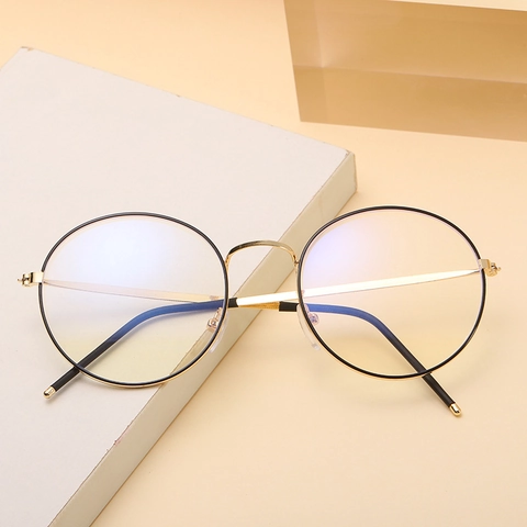 Montatura Per Occhiali Tondi Retrò Lega Metallica Anti Luce Blu Protezione Occhi Occhiali Da Moda Unisex Montatura Classica