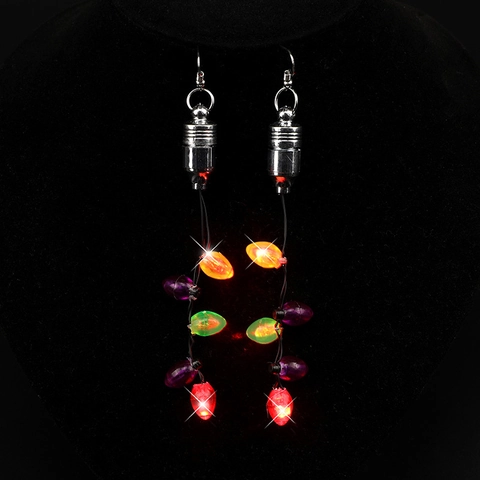 Light Up Christmas Bulb Earrings LED Colorful String Glow Jewelry For Holiday Party Plastic Alloy