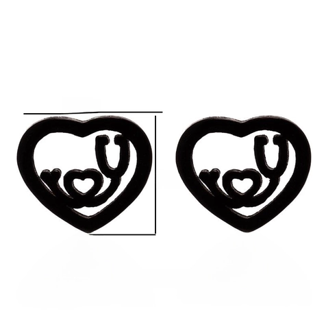 Women Stainless Steel Heart Stethoscope Stud Earrings Minimalist Hollow Out Medical Themed Jewelry For Nurse Doctor Gift