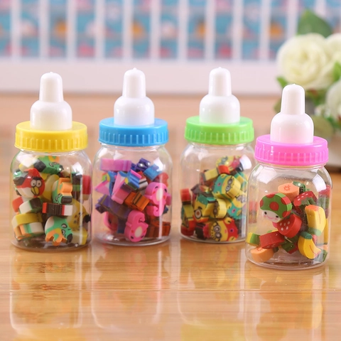 Mini Gomme In Contenitore A Biberon Cartoni Animati Frutta Numeri Animali Cancelleria Carina Per Bambini Studenti