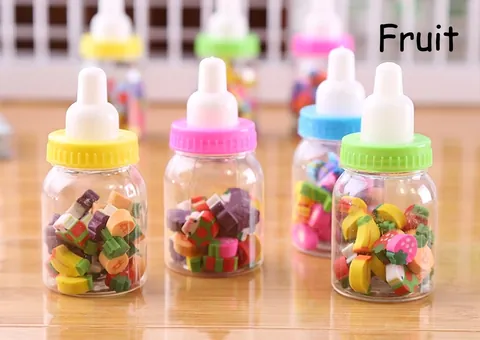 Mini Gomme In Contenitore A Biberon Cartoni Animati Frutta Numeri Animali Cancelleria Carina Per Bambini Studenti