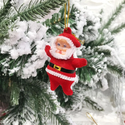 Santa Claus Mini Hanging Ornaments Plastic Flocked Glitter Christmas Tree Decorations Festive Multi Color Holiday Decor