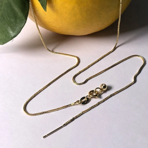 Adjustable Box Chain Necklace Copper Gold Plated With Needle Pin End For DIY Bead Threading Jewelry Making Findings