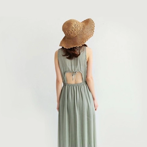 Cappello di Paglia di Carta Lavorato a Mano Coreano Donna Estate Spiaggia Vacanza Protezione Solare Tesa Larga Casual