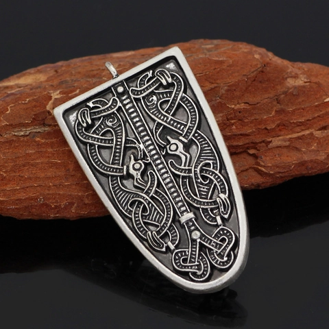 Viking Rune Brooch Pendant Alloy Vintage Nordic Dragon Serpent Celtic Knot Jewelry For Men