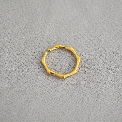 Moderne Minimalistische Messing Vergoldete Bambusknoten Offene Ring Damen Mode Individuelle Stapelbar Einstellbare Zeigefinger Schmuck