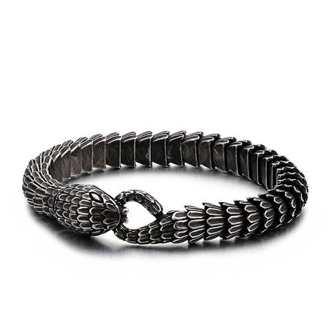 Heren Roestvrijstalen Slang Draakschubben Armband Zwaar Punk Gothic Hip Hop Sieraden Cadeau