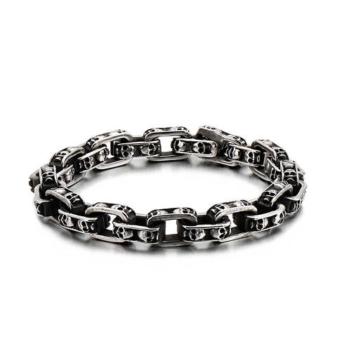 Herren Edelstahl Totenkopf Armband Gothic Punk Biker Heavy Metal Kette Schmuck Retro Silber Schwarz Vintage Cool