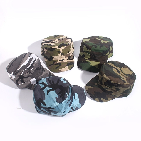 Cappello da Cadetto a Cima Piatta Mimetico in Stile Militare da Uomo in Misto Cotone Regolabile per Campeggio Escursionismo