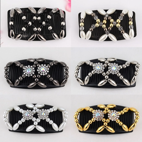 Pettini Capelli Magici Doppia Fila Perline Plastica Legno Perle Metallo Strass Farfalla Libellula Fiore Acconciatura