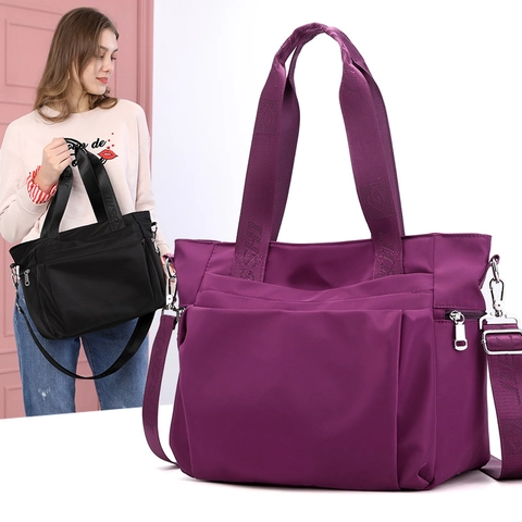 Borsa Tote In Nylon Grande Capacità Impermeabile Tasche Multiple Borsa A Spalla Leggera Per Donne Uso Quotidiano Viaggio
