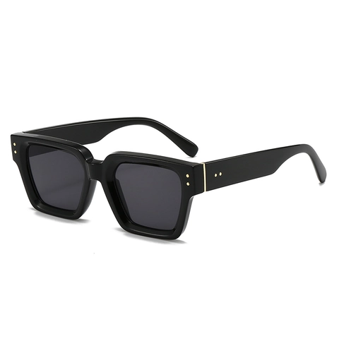 Retro Square Thick Frame Sunglasses UV400 Protection Fashion Trendy Rivet Decor PC Frame AC Lens For Women Men