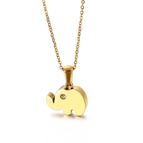 Collana Con Ciondolo Elefante Acciaio Inossidabile 316L Animale Fortunato Catena Per Clavicola Gioielli Per Donna
