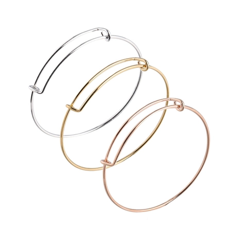 Bracciale Rigido Regolabile In Filo Acciaio Inossidabile 304 Minimalista Estensibile Base Per Gioielli Donna