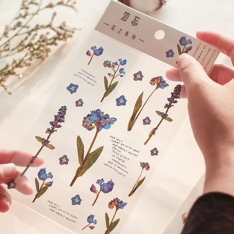 Botanische Aufkleber Transparent PET Blumen Deko Aufkleber Für Scrapbooking Journaling Planner DIY Blumenserie