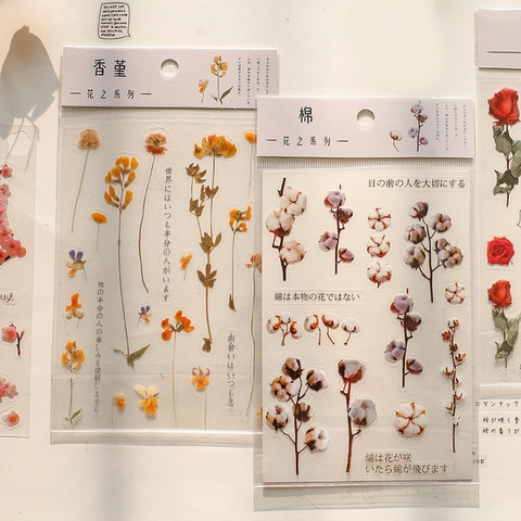 Botanische Aufkleber Transparent PET Blumen Deko Aufkleber Für Scrapbooking Journaling Planner DIY Blumenserie