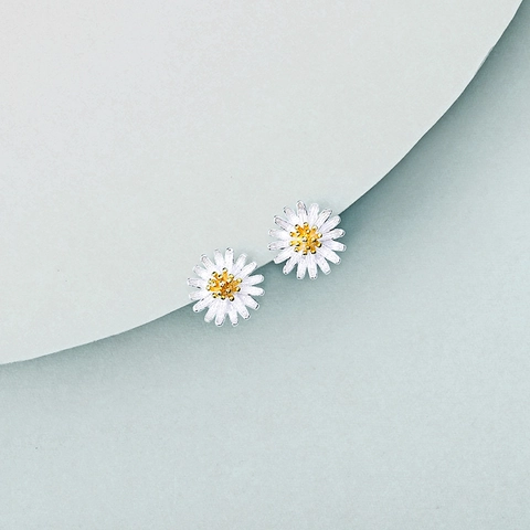 Daisy Stud Earrings With 925 Sterling Silver Earring Post Sweet Minimalist Sunflower Flower Jewelry For Women
