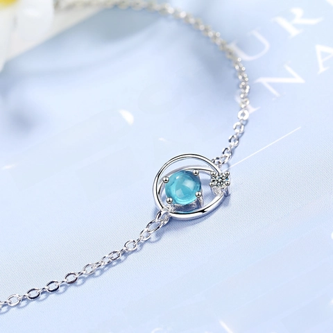 Planet Star Universe Bracelet Copper With Blue Synthetic Stone And Zircon Charms Adjustable Fashion Jewelry For Women