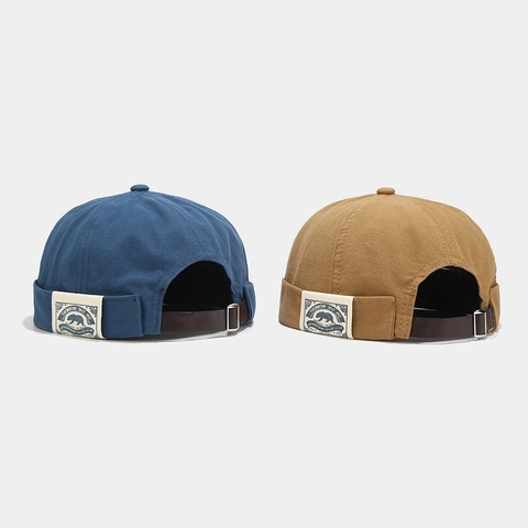Vintage Καπέλο Docker Χωρίς Γείσο Βαμβακερό Καμβά Ρετρό Landlord Cap Ρυθμιζόμενο Δερμάτινο Λουράκι Επίρραμμα Αρκούδα