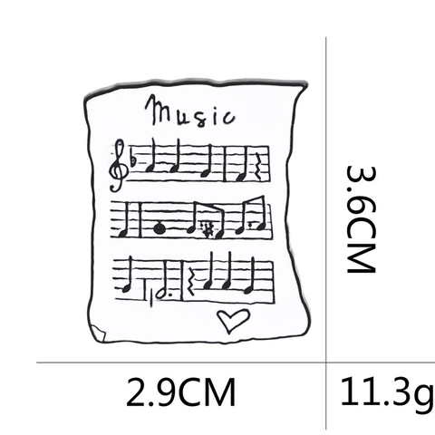 Broche De Esmalte Con Partitura Musical Aleación Notas Musicales Letras Insignia Artística Accesorio Para Amantes De Música