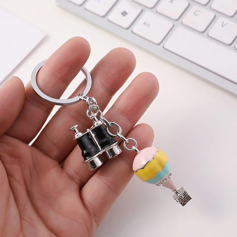 Creative Metal Keychain Hot Air Balloon Binoculars Enamel Charm Zinc Alloy Rhinestone Colorful Bag Pendant Gift